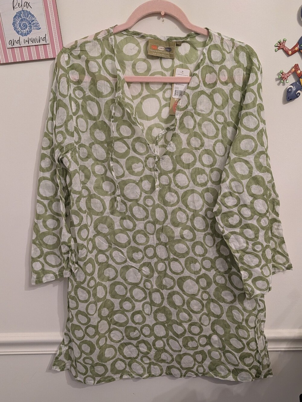Rock Flower Paper Cassis Lime Beach Tunic Size Medium Large New